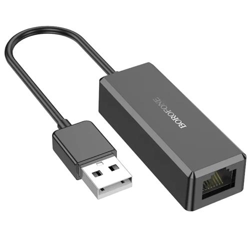 Borofone DH7 Adaptador USB-A a RJ45 Ethernet 100 Mbps Negro