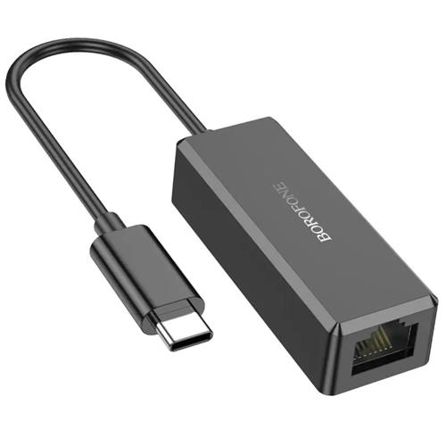 Borofone DH7 Adaptador USB-C a RJ45 Ethernet 100 Mbps Negro