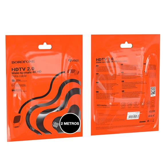Borofone BUS02 Cable HDMI 2.0 4K 2 metros  Negro