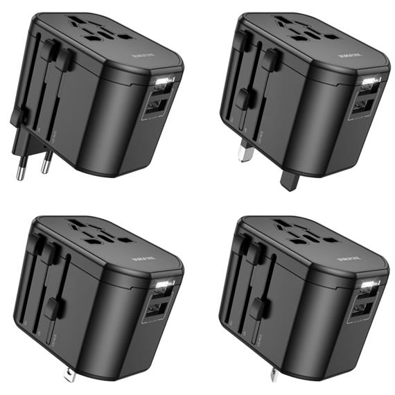 Borofone BAC1 Adaptador y Cargador Mundial con 2x USB