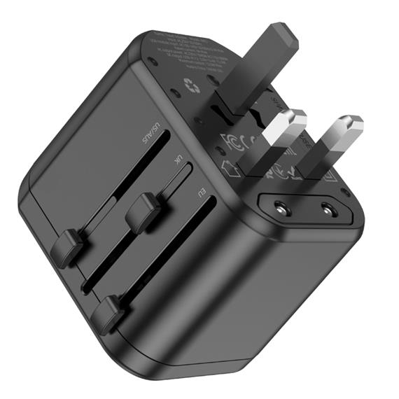 Borofone BAC1 Adaptador y Cargador Mundial con 2x USB