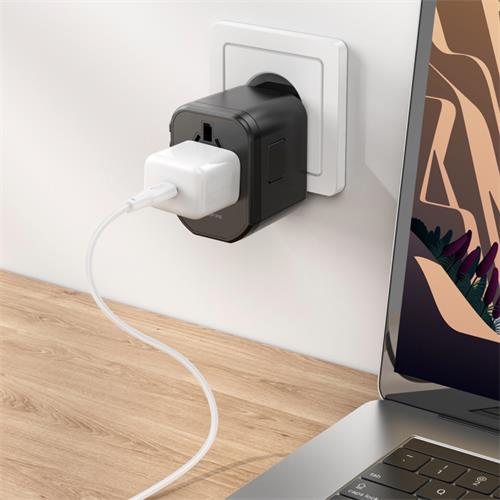 Borofone BAC1 Adaptador y Cargador Mundial con 2x USB