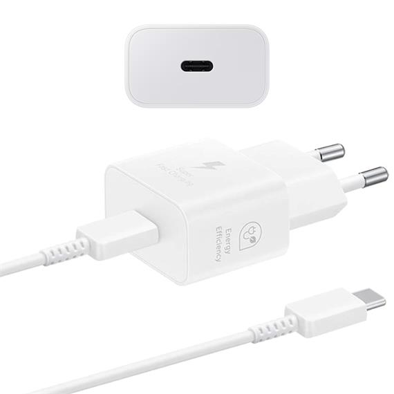 Cargador USB-C Fast Charger 25W+ Cable USB-C Samsung Blanco (EP-T2510)