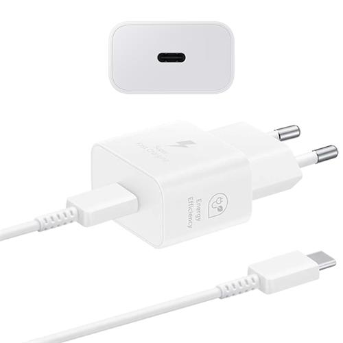 Cargador USB-C Fast Charger 25W+ Cable USB-C Samsung Blanco (EP-T2510)