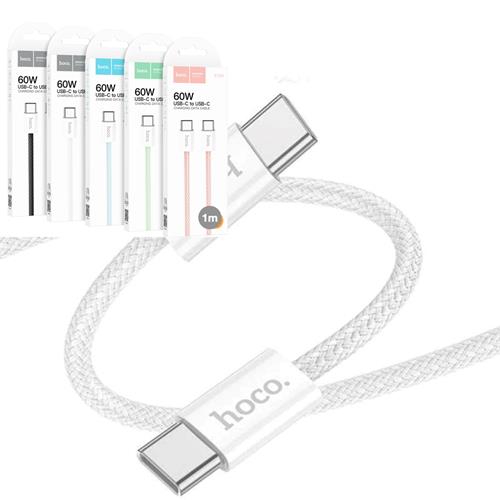 Cable USB-C a USB-C 1 Metros 60W Hoco X104 Trenzado Reforzado Blanco