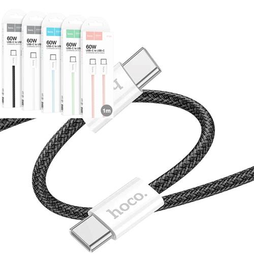 Cable USB-C a USB-C 1 Metros 60W Hoco X104 Trenzado Reforzado Negro