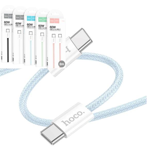 Cable USB-C a USB-C 2 Metros 60W Hoco X104 Trenzado Reforzado Azul