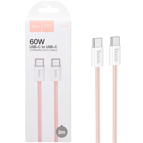 Cable USB-C a USB-C 2 Metros 60W Hoco X104 Trenzado Reforzado Rosa