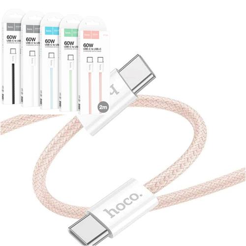 Cable USB-C a USB-C 2 Metros 60W Hoco X104 Trenzado Reforzado Rosa