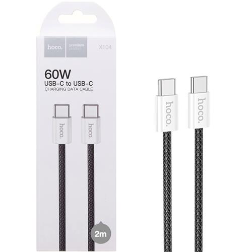 Cable USB-C a USB-C 2 Metros 60W Hoco X104 Trenzado Reforzado Negro