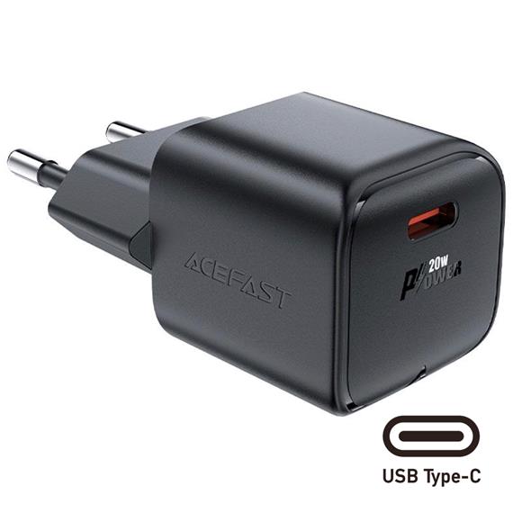 Cargador USB-C Acefast A73 Mini PD20W GaN Negro