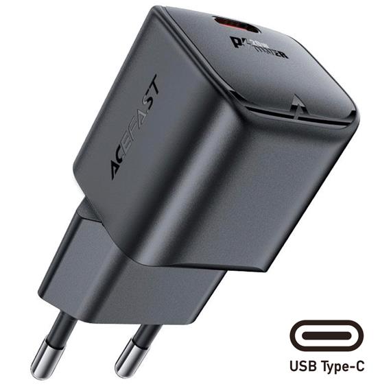 Cargador USB-C Acefast A73 Mini PD20W GaN Negro