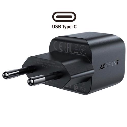Cargador USB-C Acefast A73 Mini PD20W GaN Negro