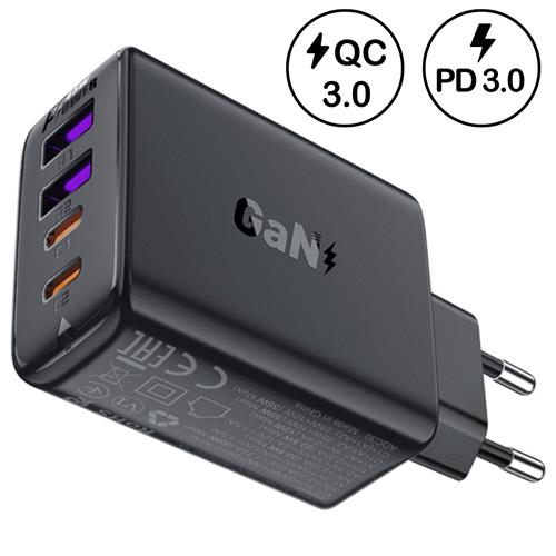 Cargador USB-C  Acefast A61 PD45W GaN 2x USB-C+ 2x USB-A Negro