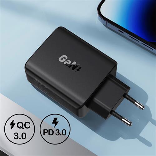 Cargador USB-C  Acefast A61 PD45W GaN 2x USB-C+ 2x USB-A Negro