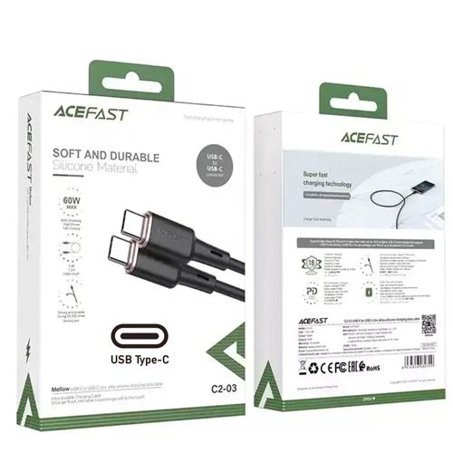 Cable USB-C a USB-C Acefast C2-03 60W Silicona 1.2 metros Negro