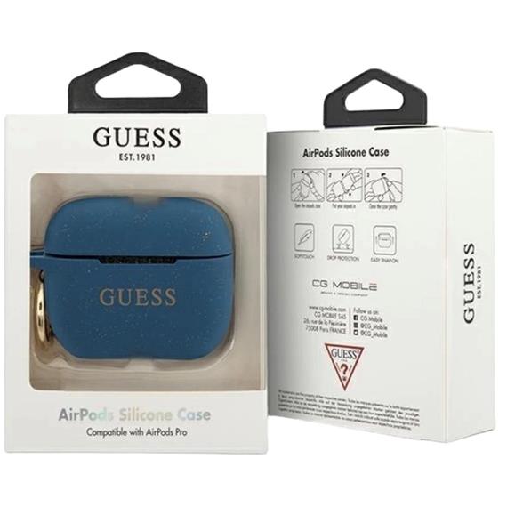 Guess GUACAPSILGLBL AirPods Pro cover Blue Silicone Glitter