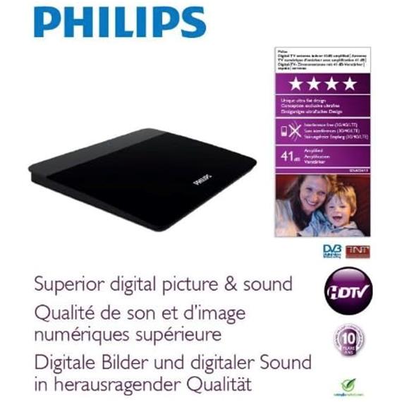 Philips SDV6226/12 Antena Amplificadora TV (41db y filtro 4G)