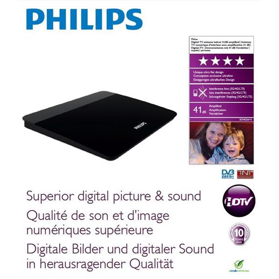 Philips SDV6226/12 Antena Amplificadora TV (41db y filtro 4G)