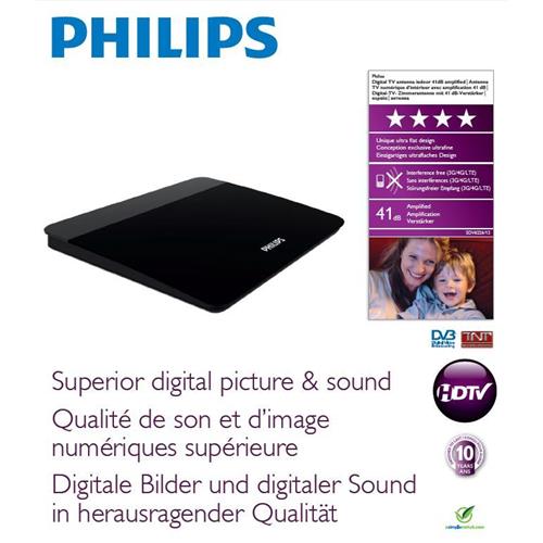 Philips SDV6226/12 Antena Amplificadora TV (41db y filtro 4G)