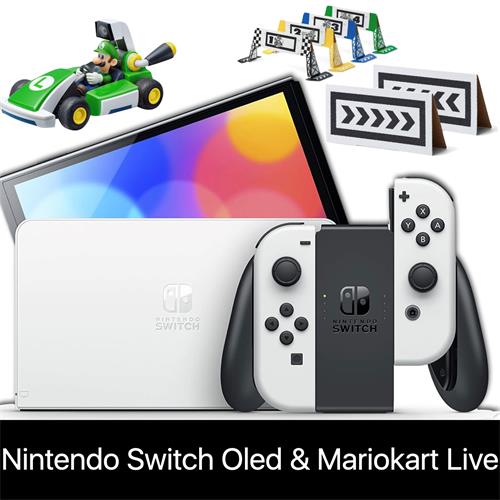 Nintendo Switch Oled Consola Blanca + Juego Nintendo Mario Kart Live: Home Circuit Luigi