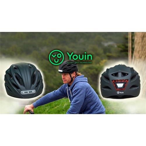 Youin MA1017 Casco MTB Luces Delanteras y Traseras L Negro