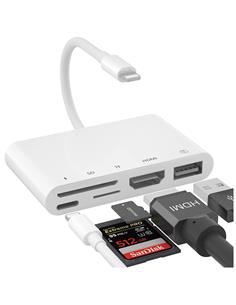 Adaptador Compatible Lightning a HDMI, Tarjetas y USB (THT-020+)