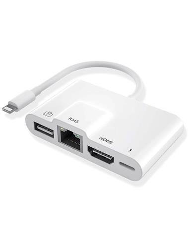 Adaptador Compatible Lightning a Ethernet, HDMI y USB  (THT-022)