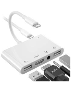 Adaptador Compatible Lightning a HDMI, 2xUSB y Jack (THT-025)