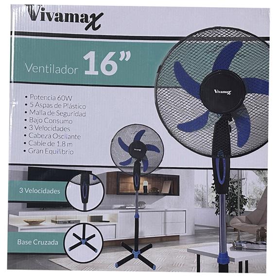Vivamax VM-V16 Ventilador de Pie 16" 5 aspas