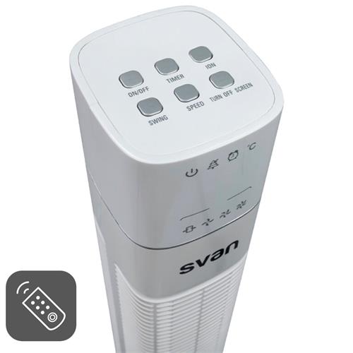 Svan SVVE02360TR Ventilador Torre 36 60W Display Blanco con Mando 3V