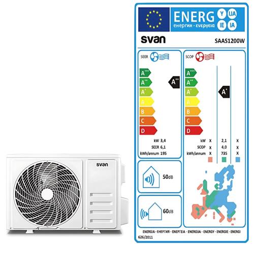 Svan SAAS1200W Aire acondicionado split 3000FR Frio/Calor A++/A+