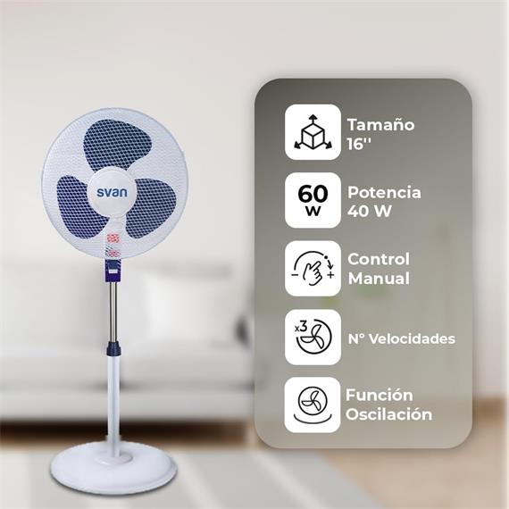 Svan SVP401600OBA Ventilador de Pie 40w White Dark Blue