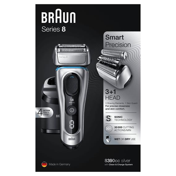 Braun Afeitadora Serie 8 8390cc Recargable con Base