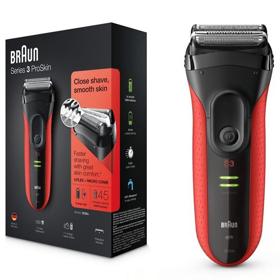 Braun Afeitadora Series3  3030s Negra/Rojo
