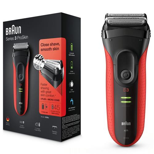 Braun Afeitadora Series3  3030s Negra/Rojo
