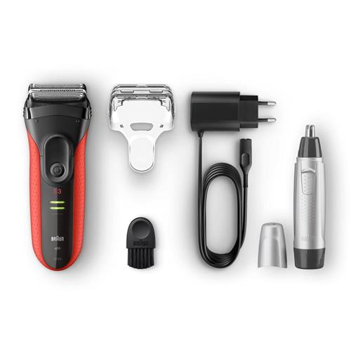 Braun Afeitadora Series 3 3030VS Negra/Rojo + Naricero