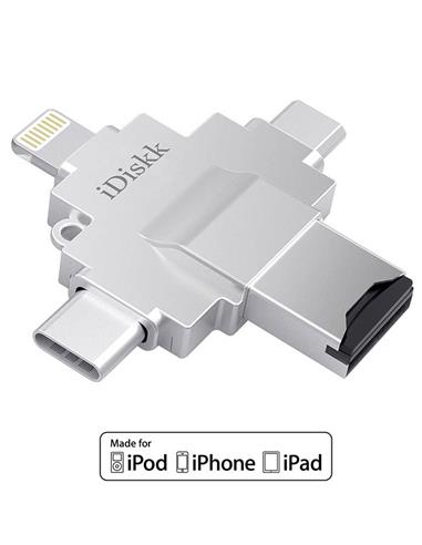 MEM. IDISKK R004 LECTOR 4 -1  USB/USB-C/LIGHTNING/MICRO USB