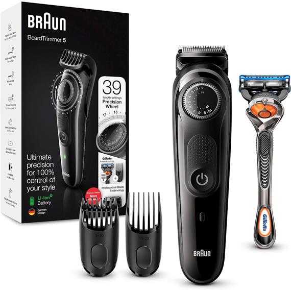 Braun BT5242 Recortadora de Barba Recargable con 39 Tamaños de corte