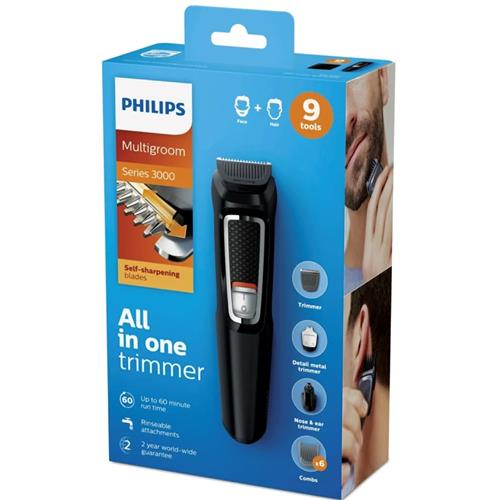 Philips MG3740/15 Recortadora para Pelo y Cara 9 Accesorios