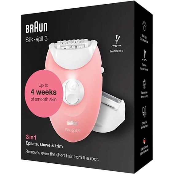 Braun Silk-Epil 3-277 Depiladora Silk-Epil 3 Smartlight con 2 cabezales