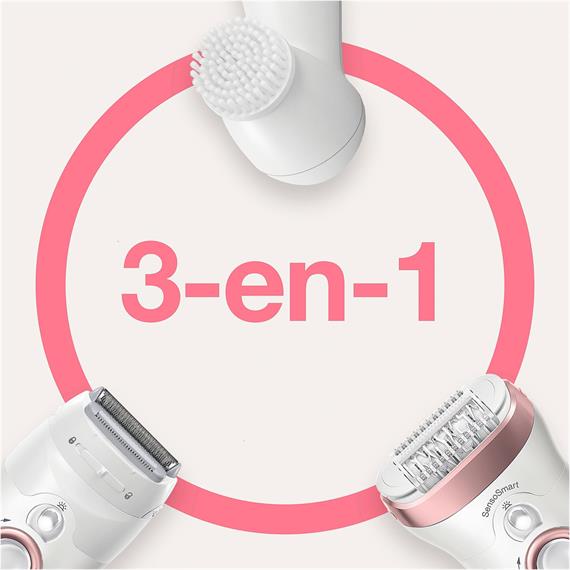 Braun Silk-épil 9-855 SensoSmart SkinSpa impermeable blanco/oro rosa