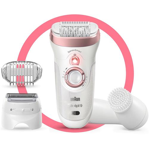 Braun Silk-épil 9-855 SensoSmart SkinSpa impermeable blanco/oro rosa