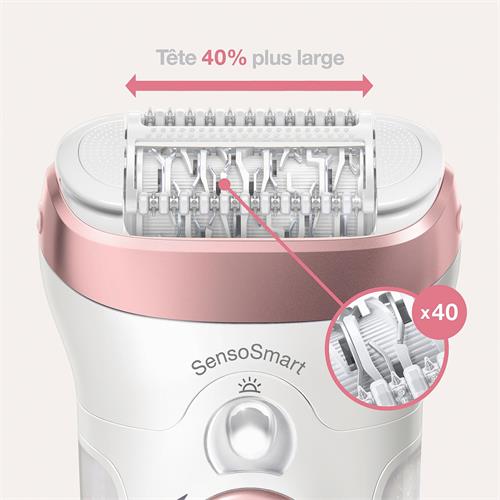 Braun Silk-épil 9-855 SensoSmart SkinSpa impermeable blanco/oro rosa