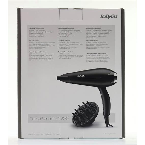 Babyliss D572DE Secador de Pelo 2200W con difusor