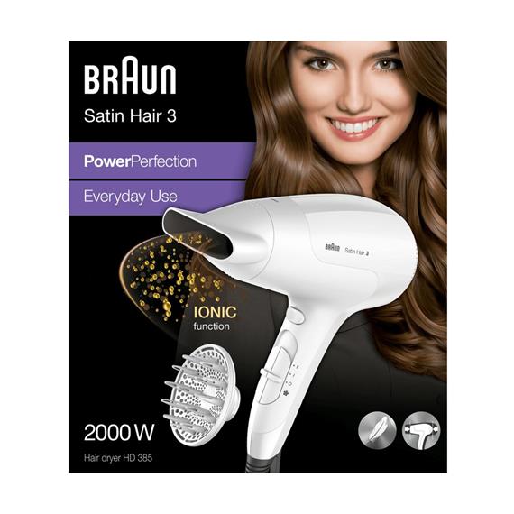 Braun HD385E Secador iónico con difusor 2.000w Blanco