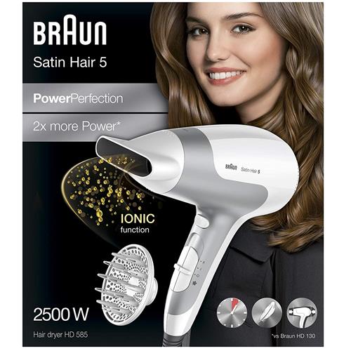Braun HD585E Secador iónico con difusor 2.500W Blanco
