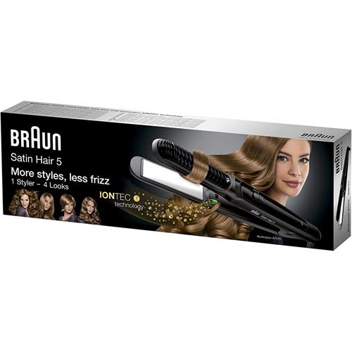 Braun ST570E Plancha de Pelo iónica alisadora y rizadora Negra