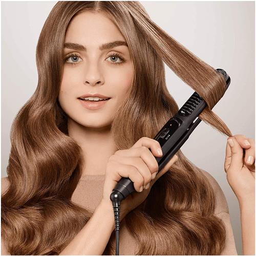 Braun ST570E Plancha de Pelo iónica alisadora y rizadora Negra