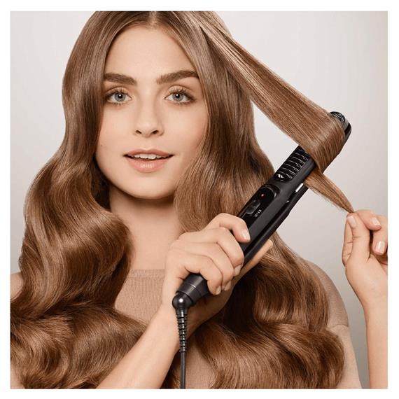 Braun ST570E Plancha de Pelo iónica alisadora y rizadora Negra
